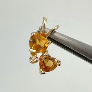 14K Gold Heart-Shaped Citrine & Diamond Pendant